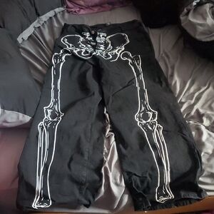 Hot Topic Skeleton Wide Legged Jeans